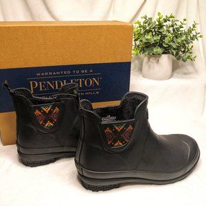 🌸 Pendleton Chelsea Patterned Rainboot Waterproof & Traction Sole Black SIZE 6